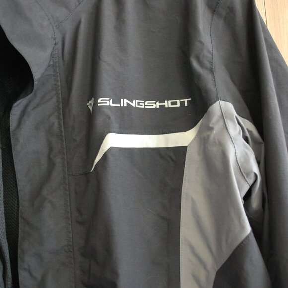 Weather Resistant Rain Coat with 3M Reflective Panels and Slingshot Logo Black - Picture 2 of 5
